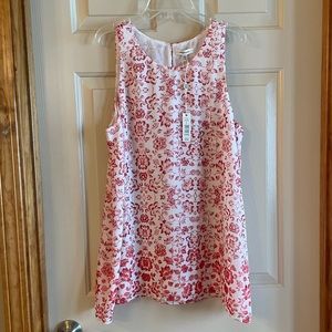 Max Studio  Women’s Sleeveless Semi-sheer Red and Cream Top  Sz L